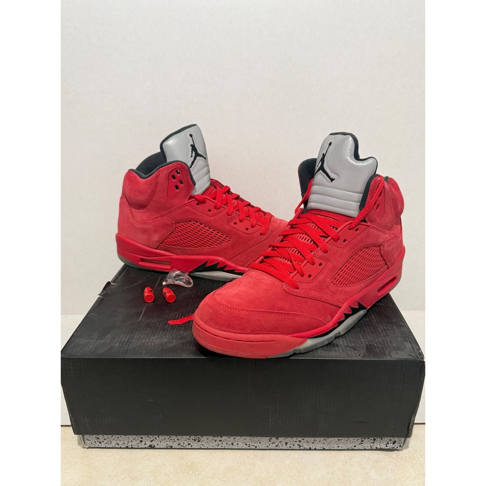 Jordan Air Jordan 5 Retro Mens 13 University Red Black Suede 136027-602